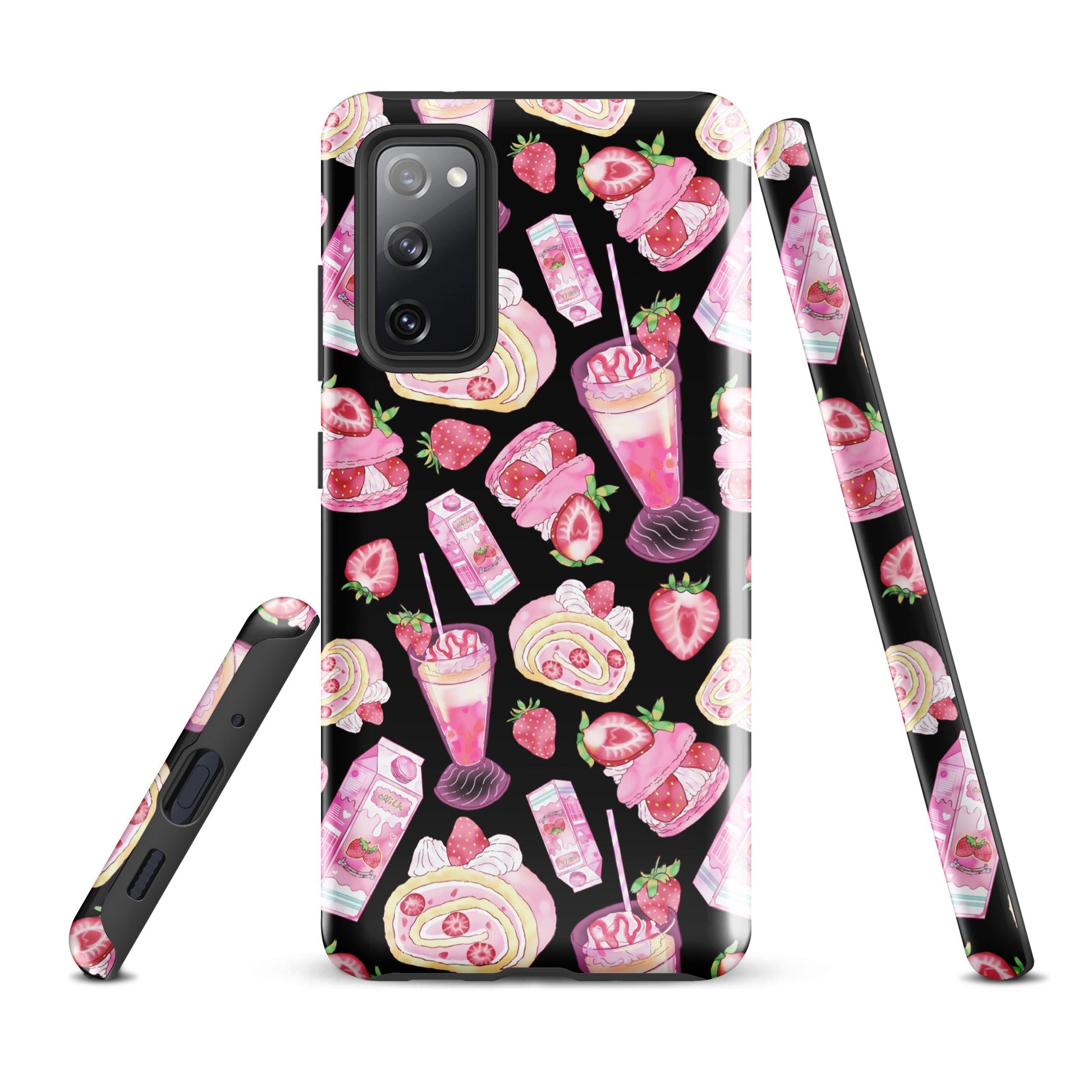 Stylish Strawberry Samsung® Tough Case featuring dessert designs, ensuring your phone stays safe and chic.
