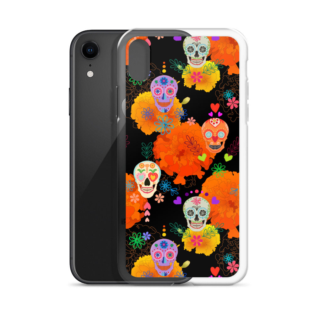 Colorful Sugar Skull iPhone® Clear Case offers stylish protection against scratches and dirt, perfect for any occasion.