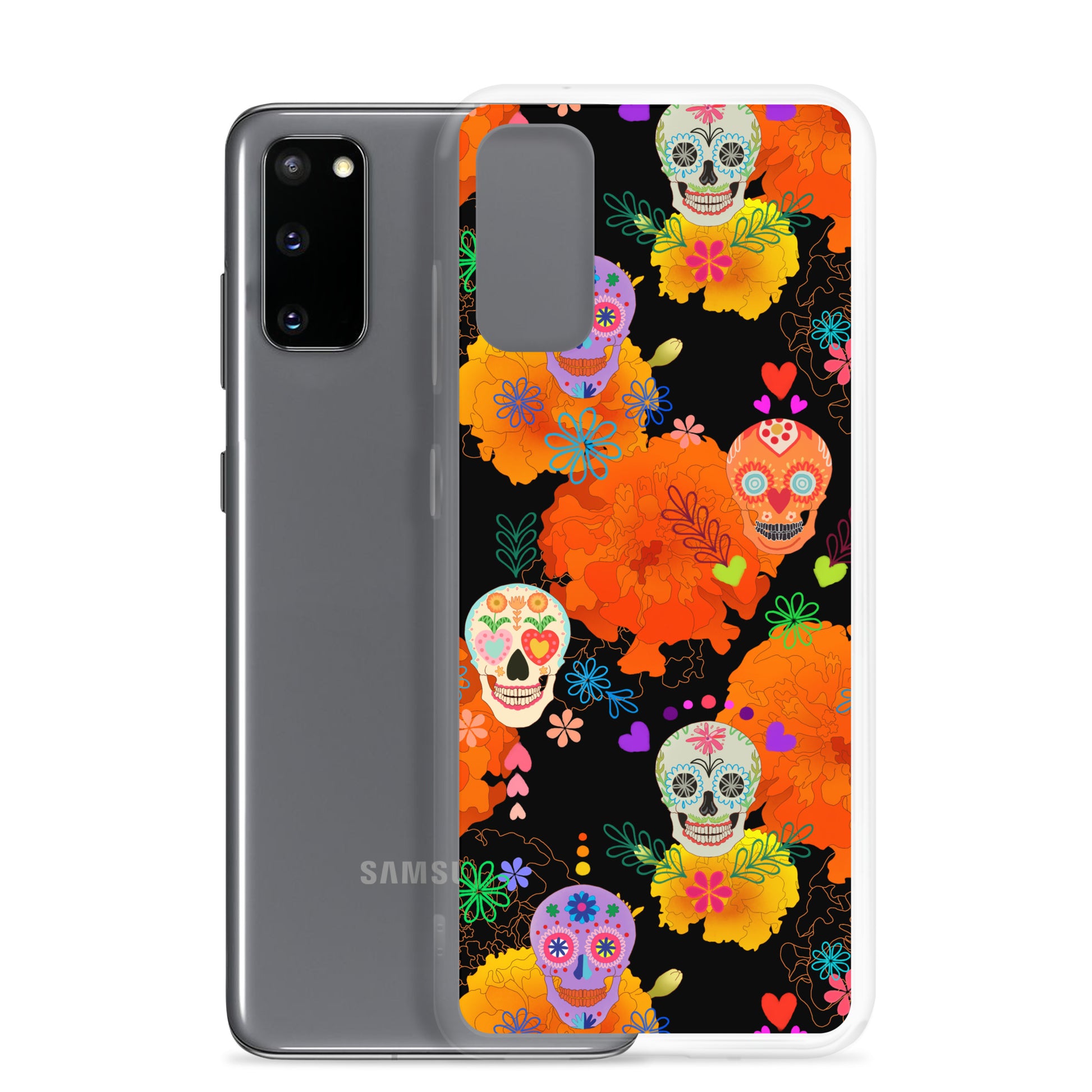 Colorful Sugar Skull Samsung® Clear Case showcases vibrant designs while protecting your phone from damage.