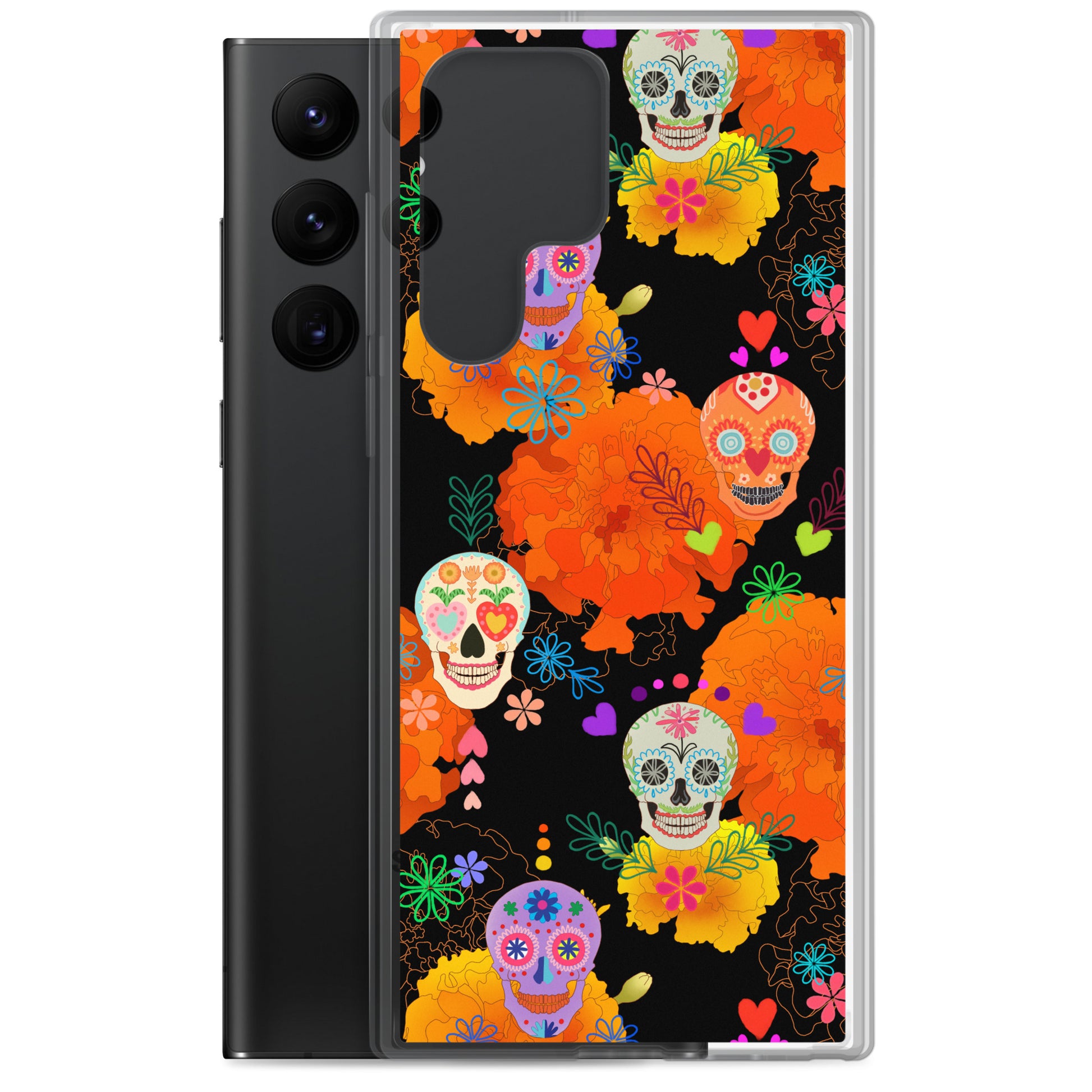 Colorful Sugar Skull Samsung® Clear Case offers stylish protection for your phone while showcasing vibrant designs.