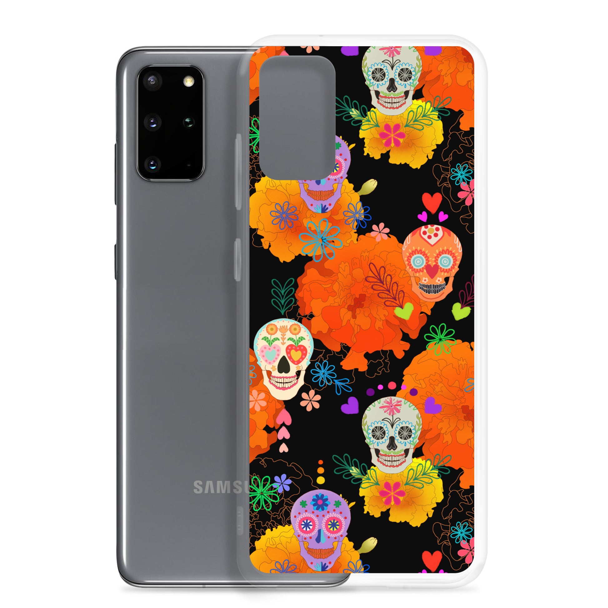 Colorful Sugar Skull Samsung® Clear Case showcases vibrant designs while protecting your phone from damage.