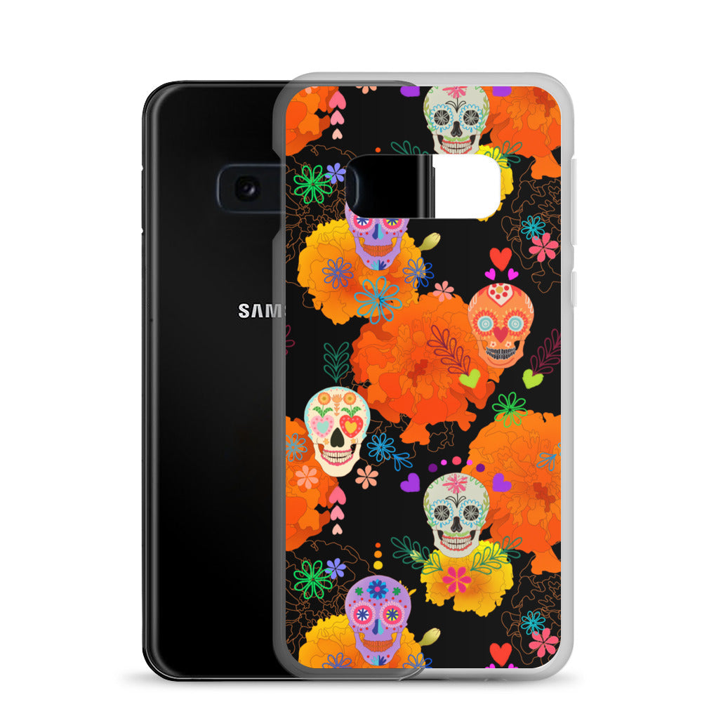 Colorful Sugar Skull Samsung® Clear Case, stylish protection for your phone against scratches and dust. Perfect for skull lovers!