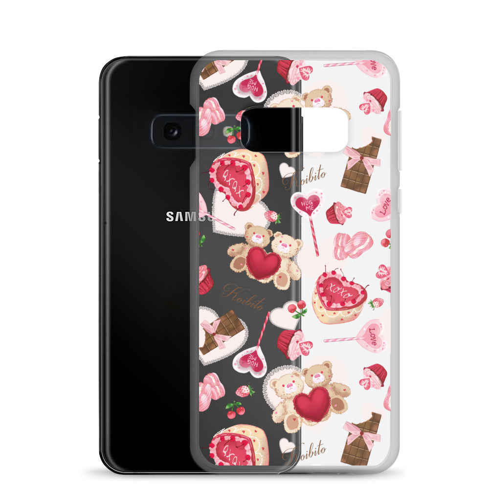 Stylish Sugar Sweetheart Samsung® Clear Case featuring cute designs, perfect for Valentine’s Day phone protection.