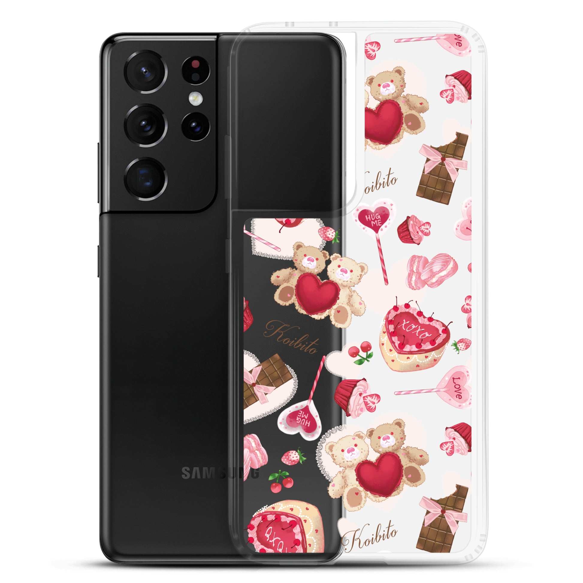 Stylish Sugar Sweetheart Samsung® Clear Case featuring cute designs, perfect for Valentine’s Day phone protection.