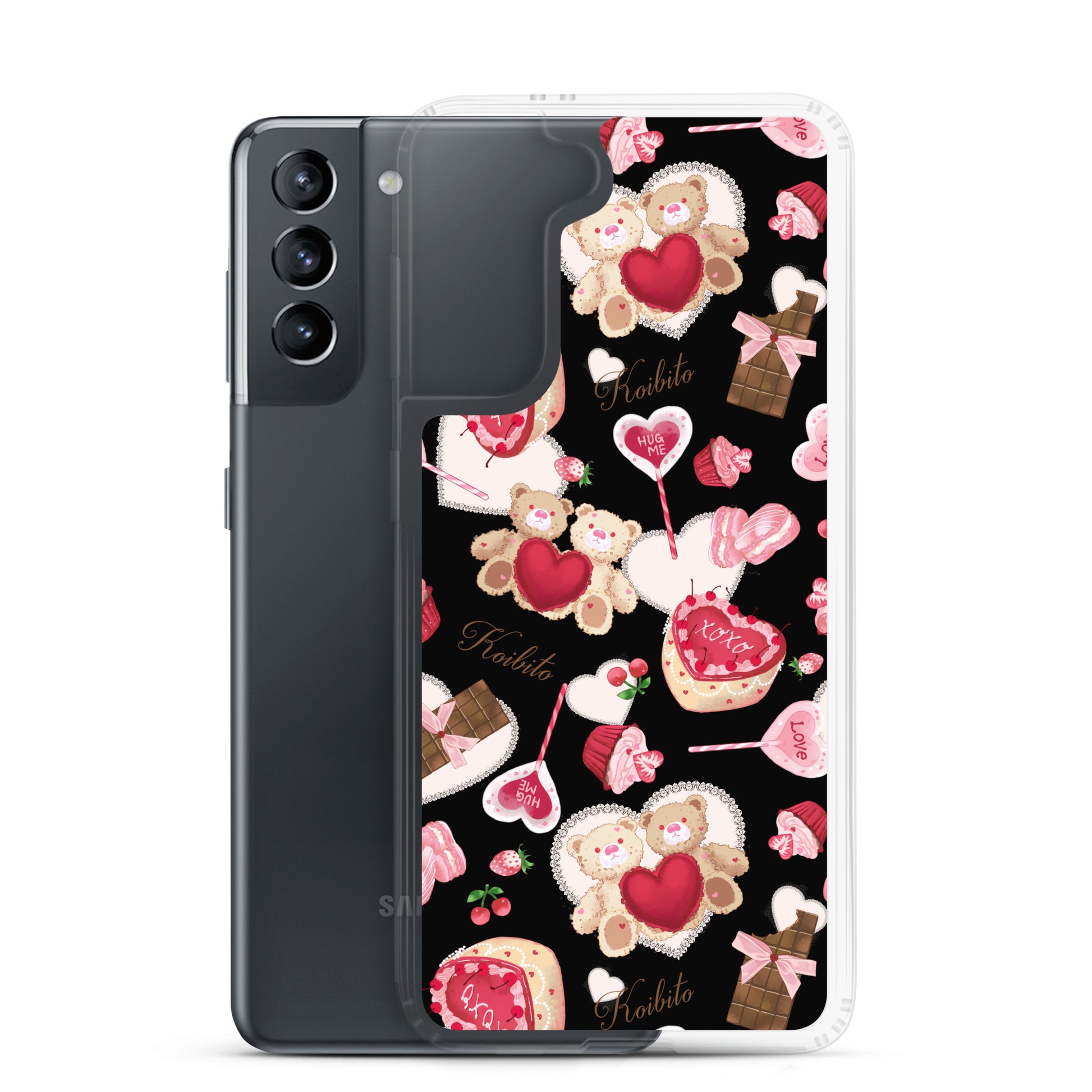 Stylish Sugar Sweetheart Samsung® Clear Case featuring cute Valentine’s Day designs, perfect for protecting your phone.