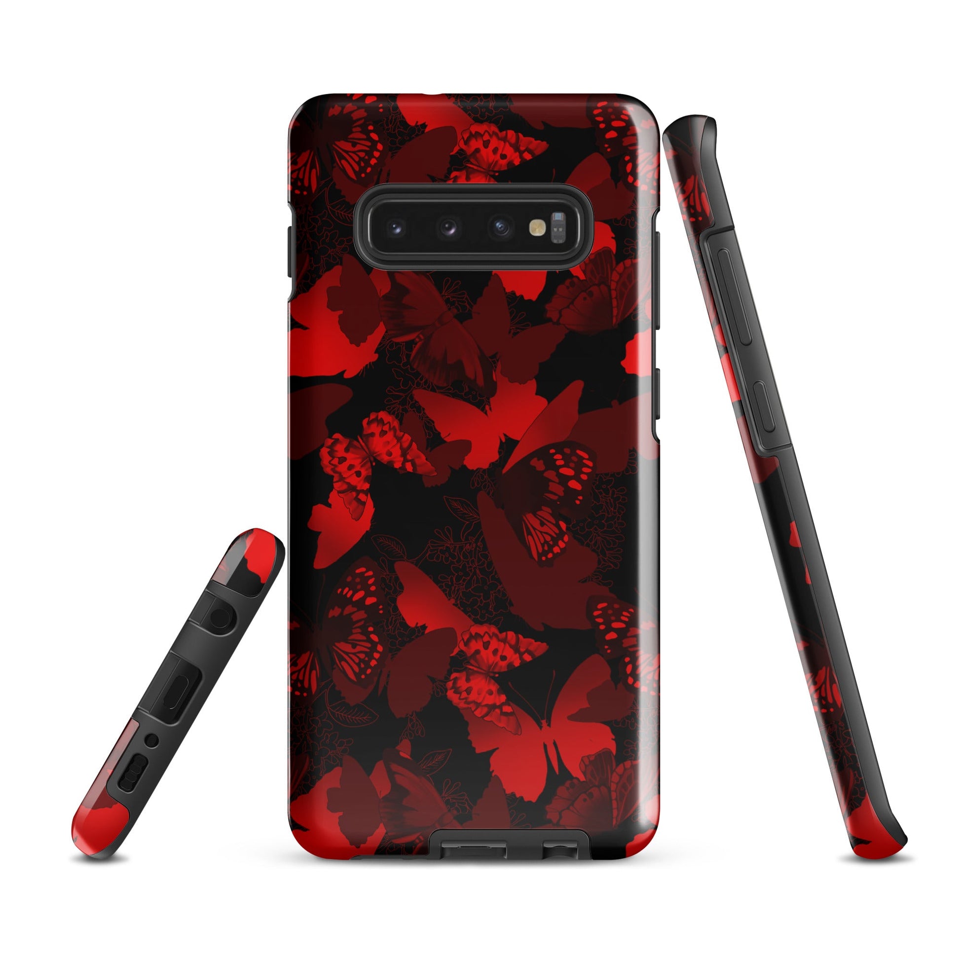 Stylish Butterfly Samsung® Tough Case featuring a vibrant red butterfly design for ultimate phone protection.