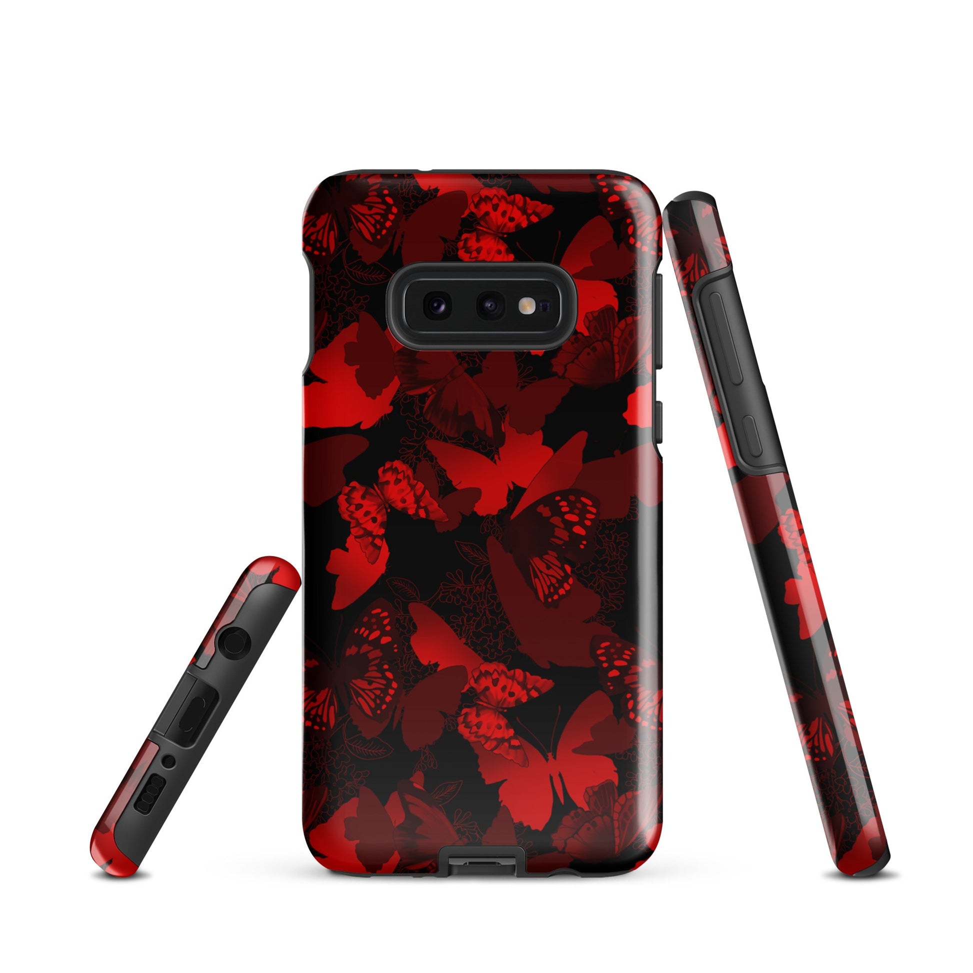 Stylish Butterfly Samsung® Tough Case featuring red and black butterfly designs for ultimate protection and elegance.