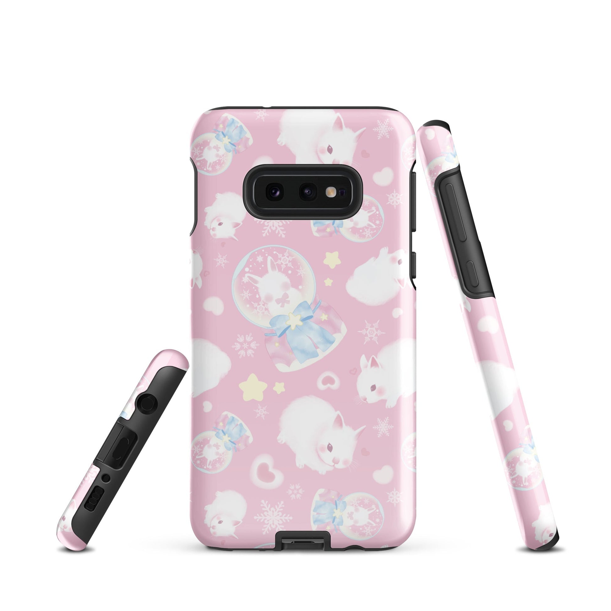 Snow Bunny Samsung® Tough Case features a vibrant pink design with playful bunnies, ensuring style and protection.
