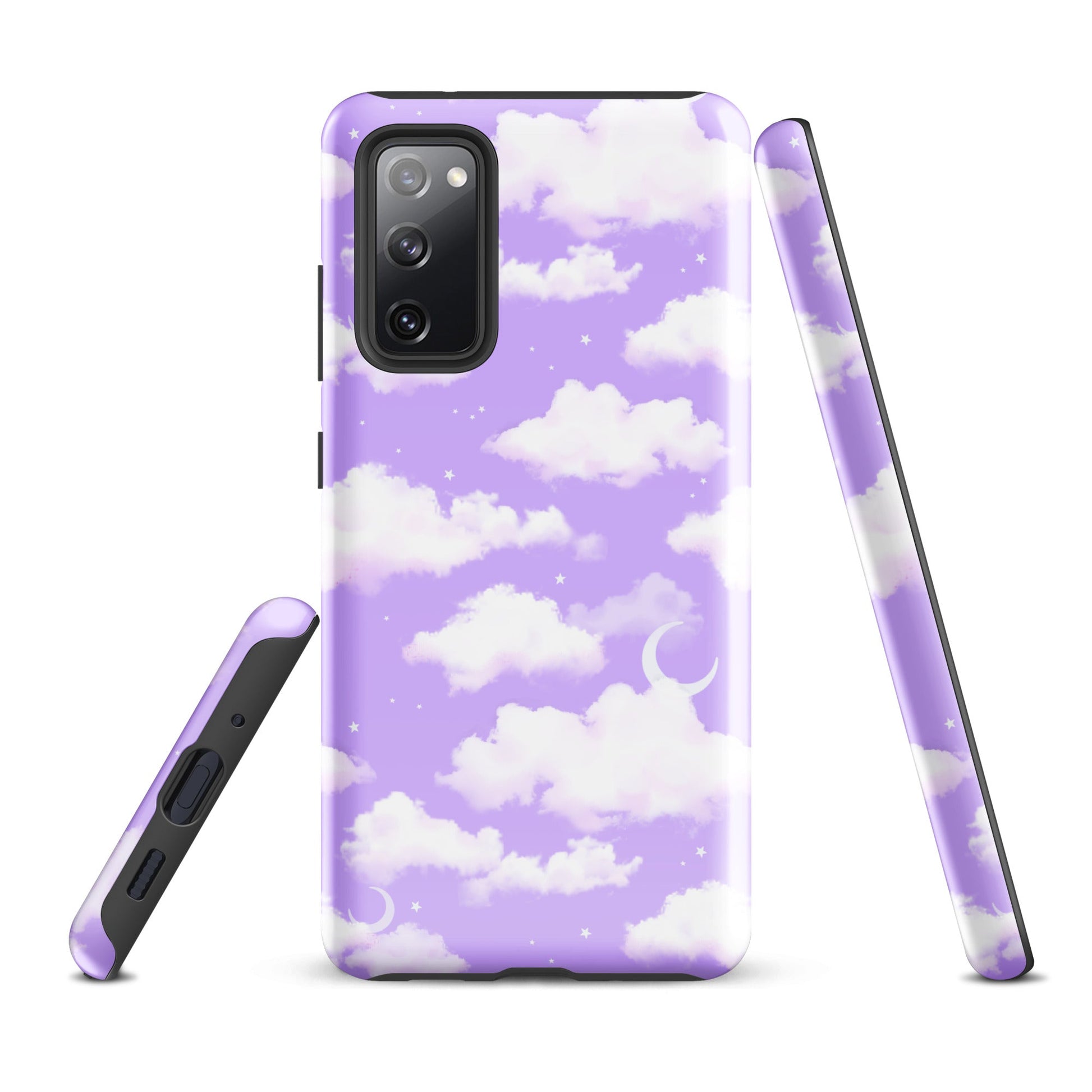 Stylish Cloudy Sky Samsung® Tough Case features a protective dual-layer design with a beautiful cloud pattern.
