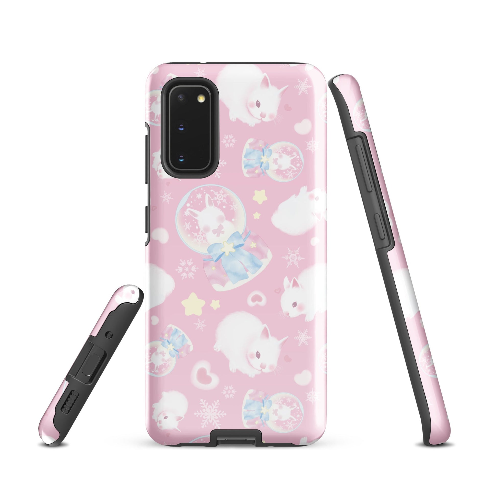 Snow Bunny Samsung® Tough Case features a cute design with bunnies, providing impact resistance and dual-layer protection.
