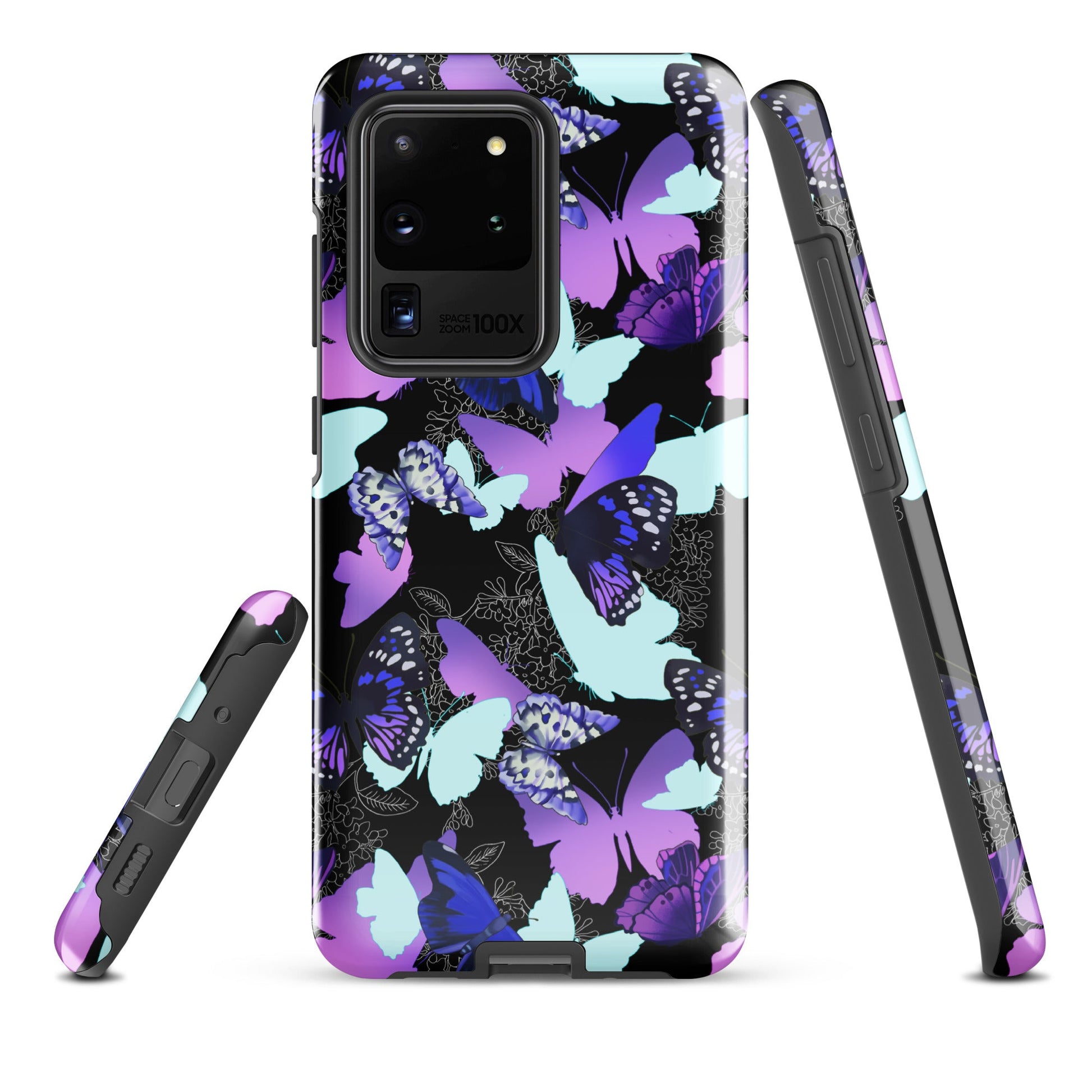 Stylish Butterfly Samsung® Tough Case featuring vibrant butterflies, offering durability and impact protection for your phone.