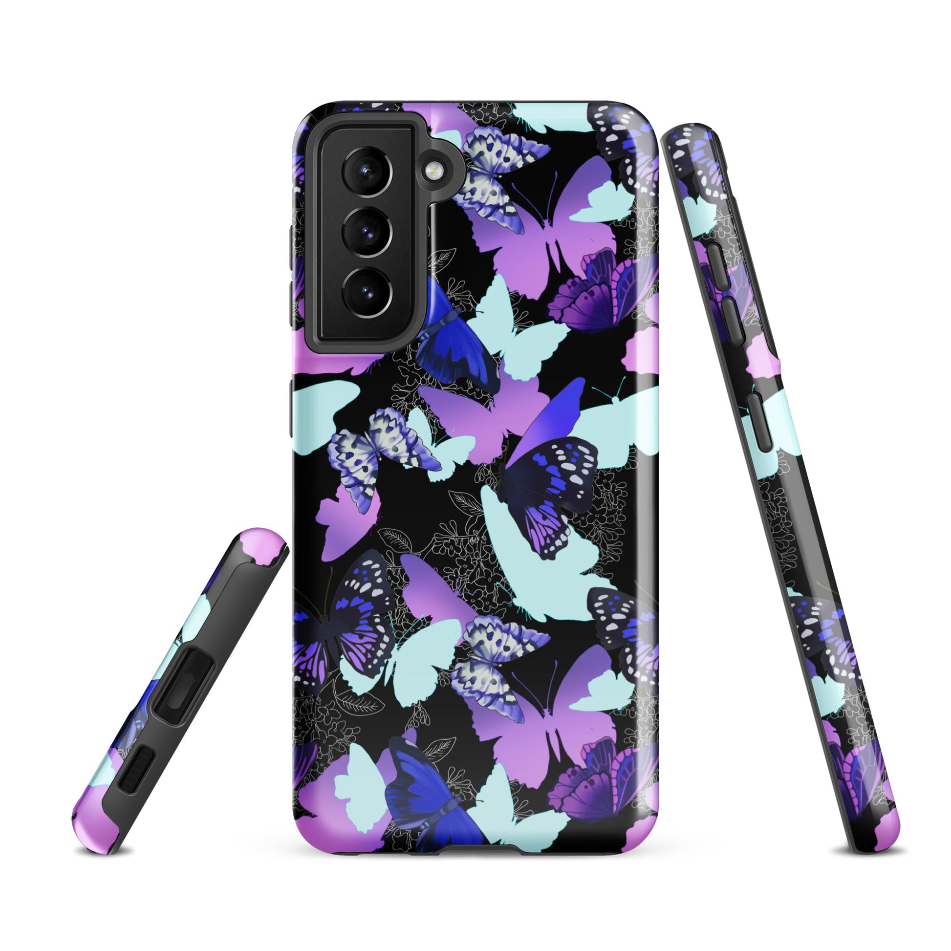 Stylish Butterfly Samsung® Tough Case featuring vibrant butterfly designs, offering durable protection for your phone.