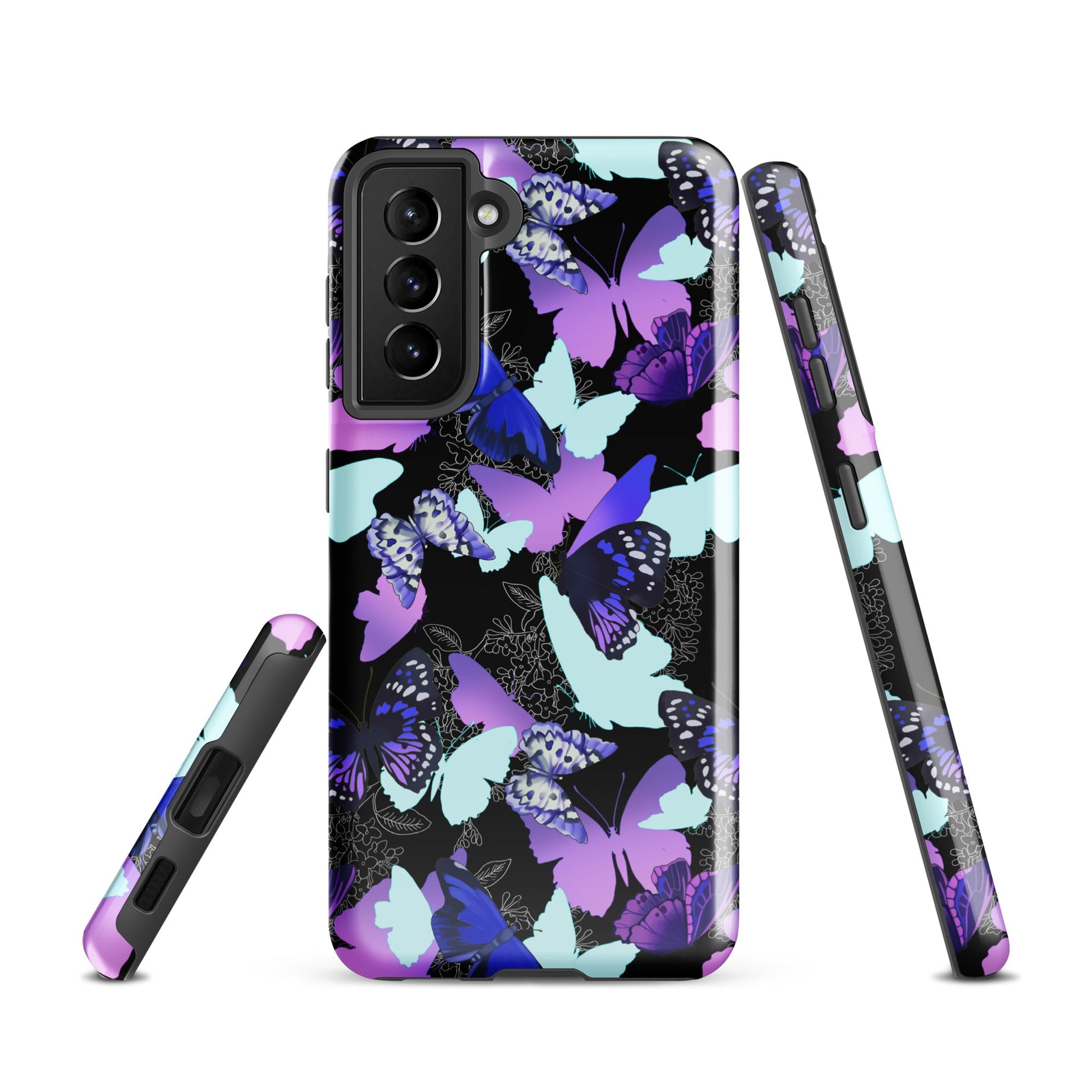 Stylish Butterfly Samsung® Tough Case with vibrant butterfly design, offering durability and protection for your phone.