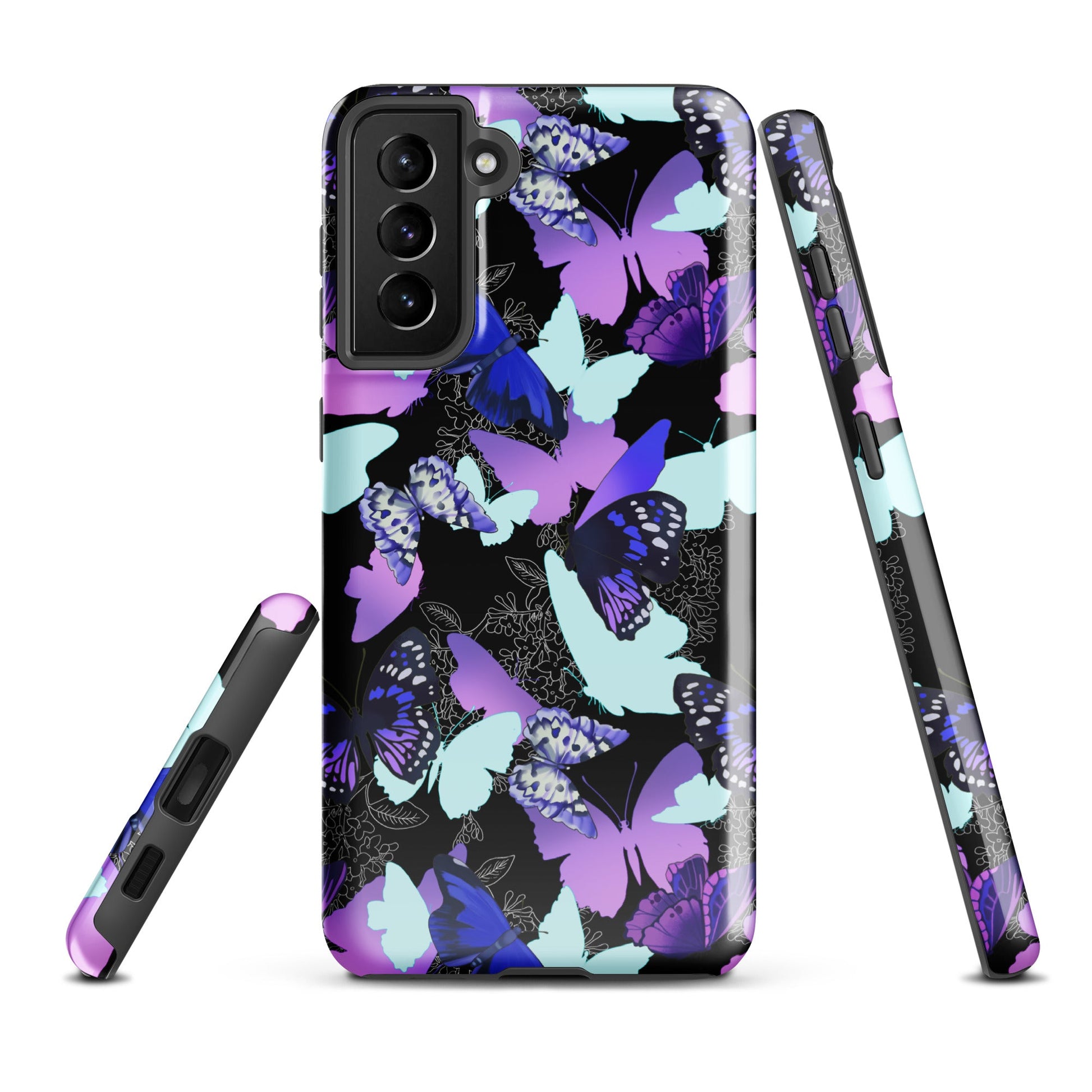 Butterfly Samsung® Tough Case features a vibrant butterfly design, offering durable protection for your phone.