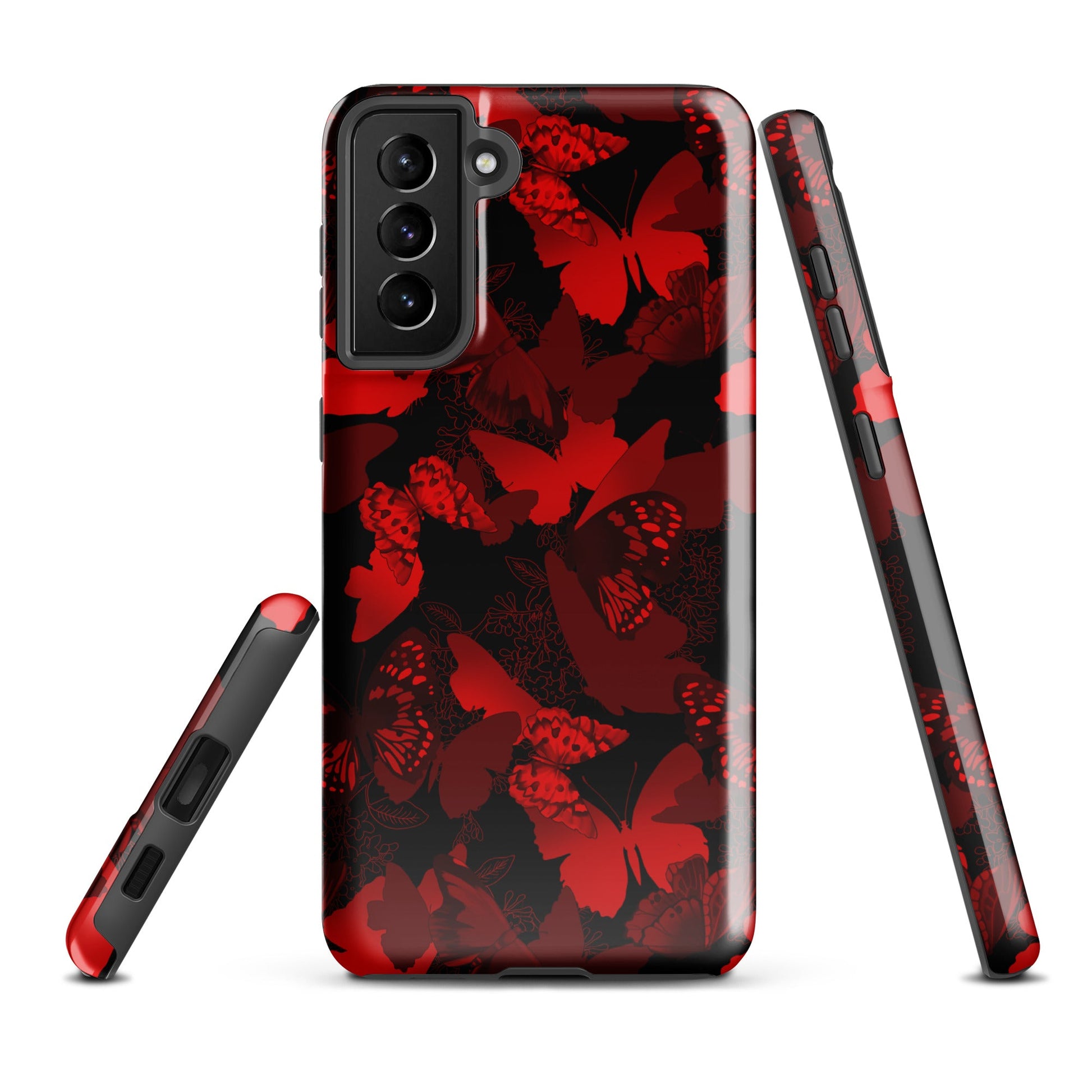 Stylish Butterfly Samsung® Tough Case features vibrant design and dual-layer protection for ultimate phone safety.