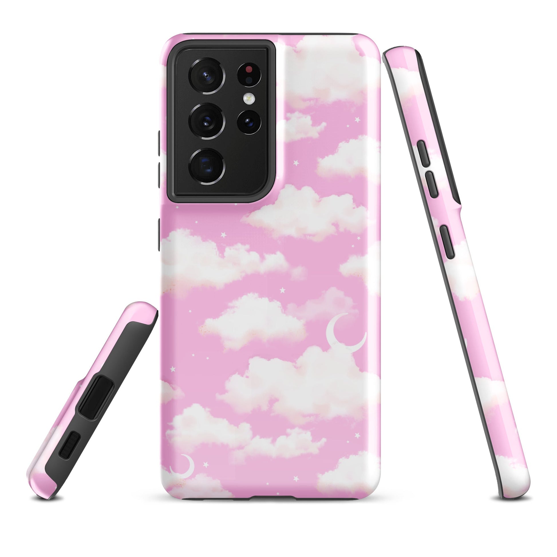 Stylish Cloudy Sky Samsung® Tough Case featuring a pink cloud design, ensuring durability and protection for your phone.