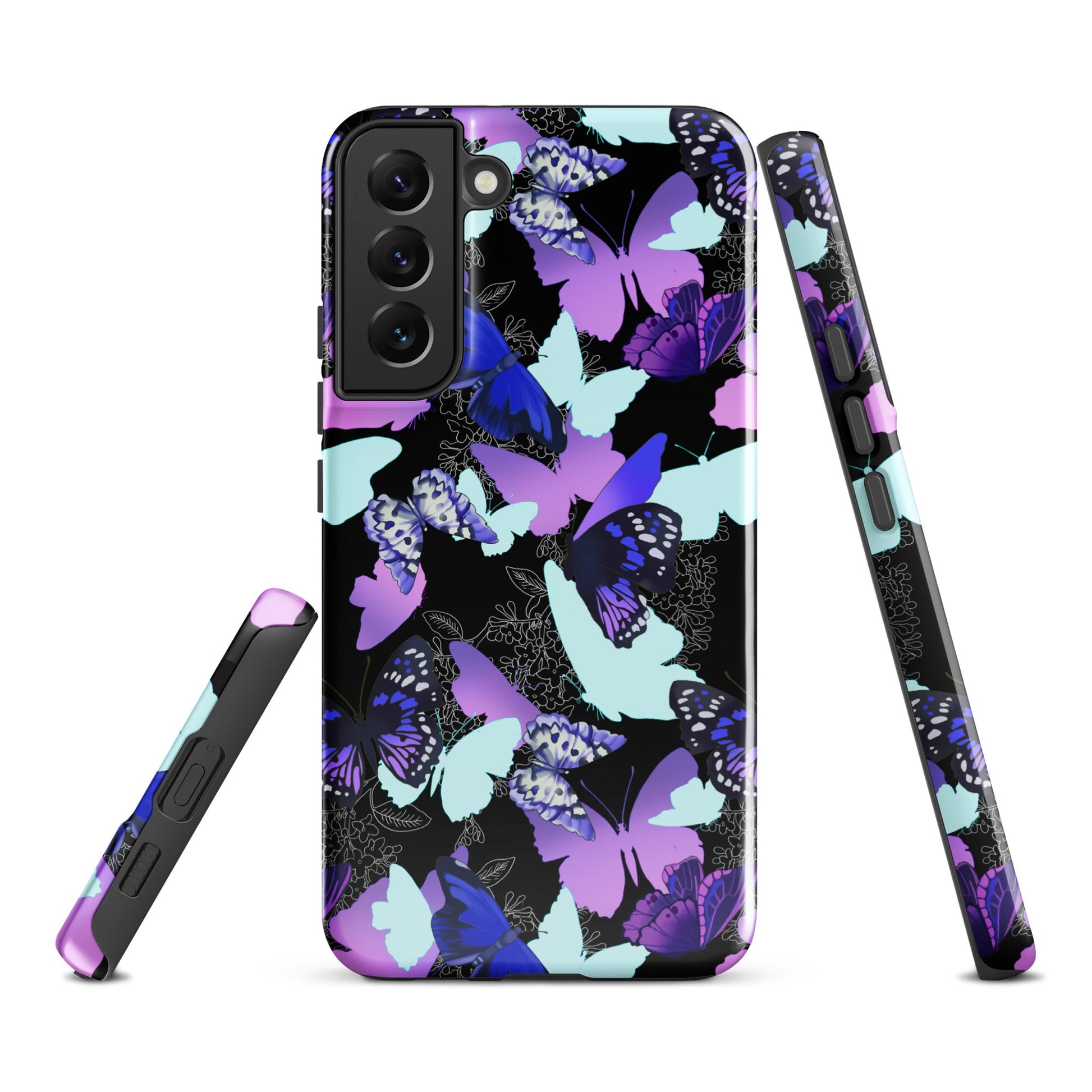 Butterfly Samsung® Tough Case features a vibrant butterfly design, combining style with impact-resistant protection.