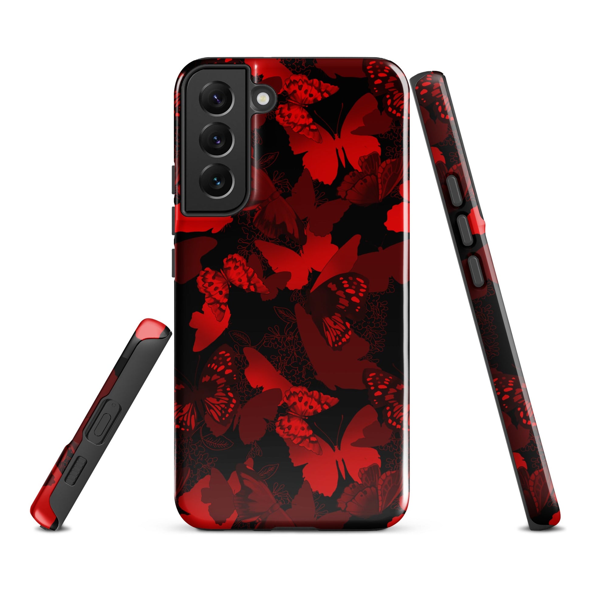 Stylish Butterfly Samsung® Tough Case showcasing vibrant red butterflies on a sleek, durable design for ultimate protection.