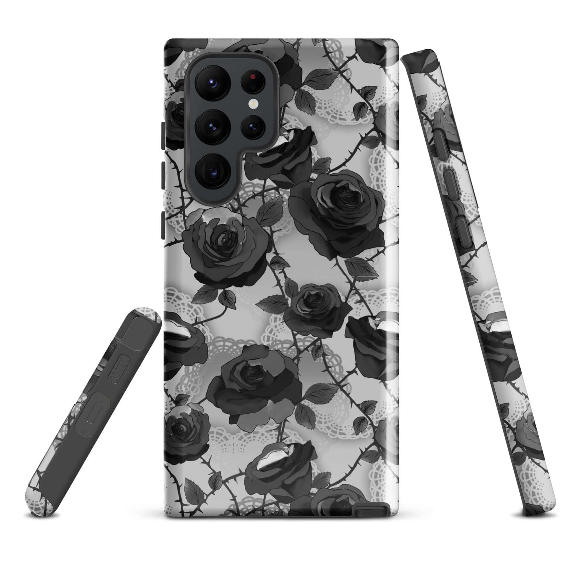 Protect your phone in style with the Enchanted Rose Samsung® Tough Case, featuring a beautiful rose design.