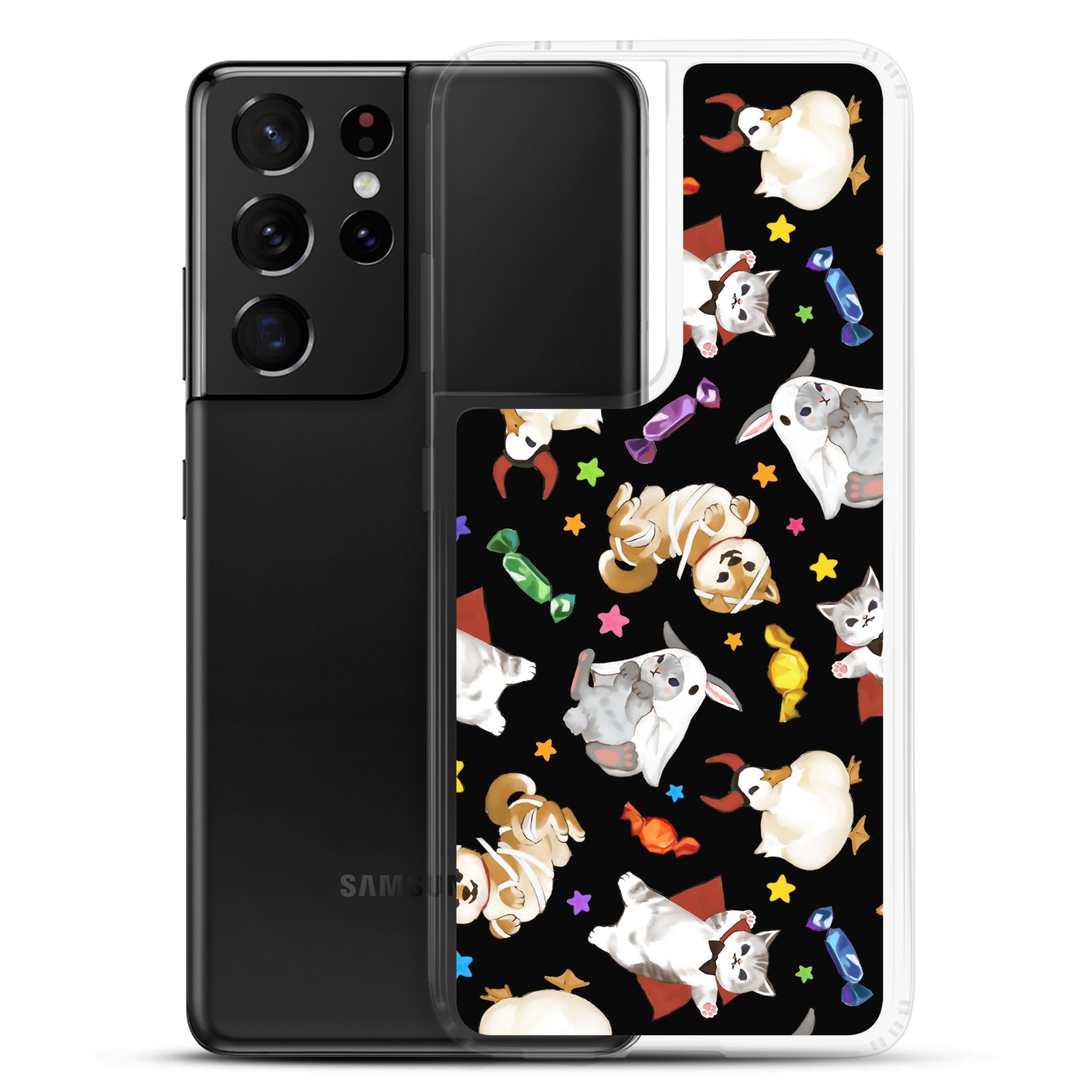 Adorable Trick or Treaters Samsung® Clear Case showcases playful Halloween designs while protecting your phone in style.