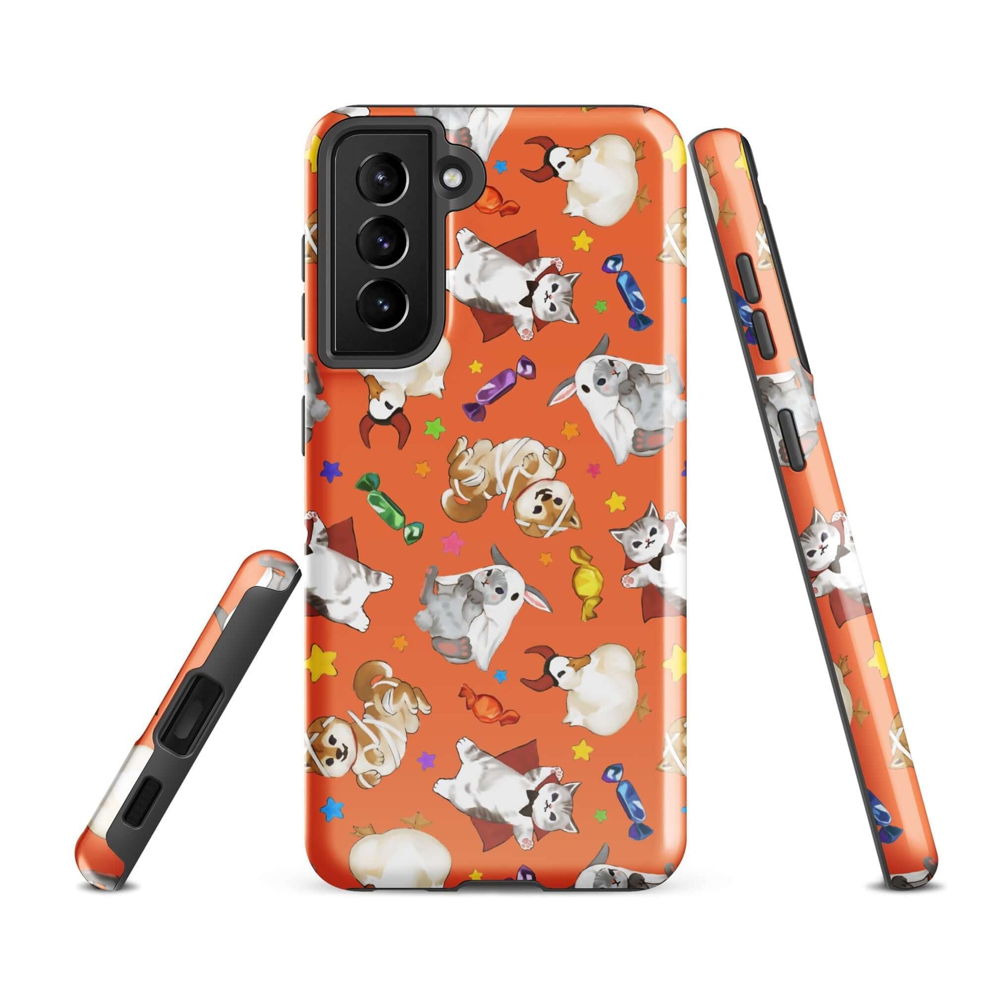Trick or Treaters Samsung® Tough Case features adorable pets in costumes, combining style with durable protection.