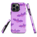 Stylish Aensland iPhone® Tough Case featuring a durable design with a purple bat pattern for ultimate protection.