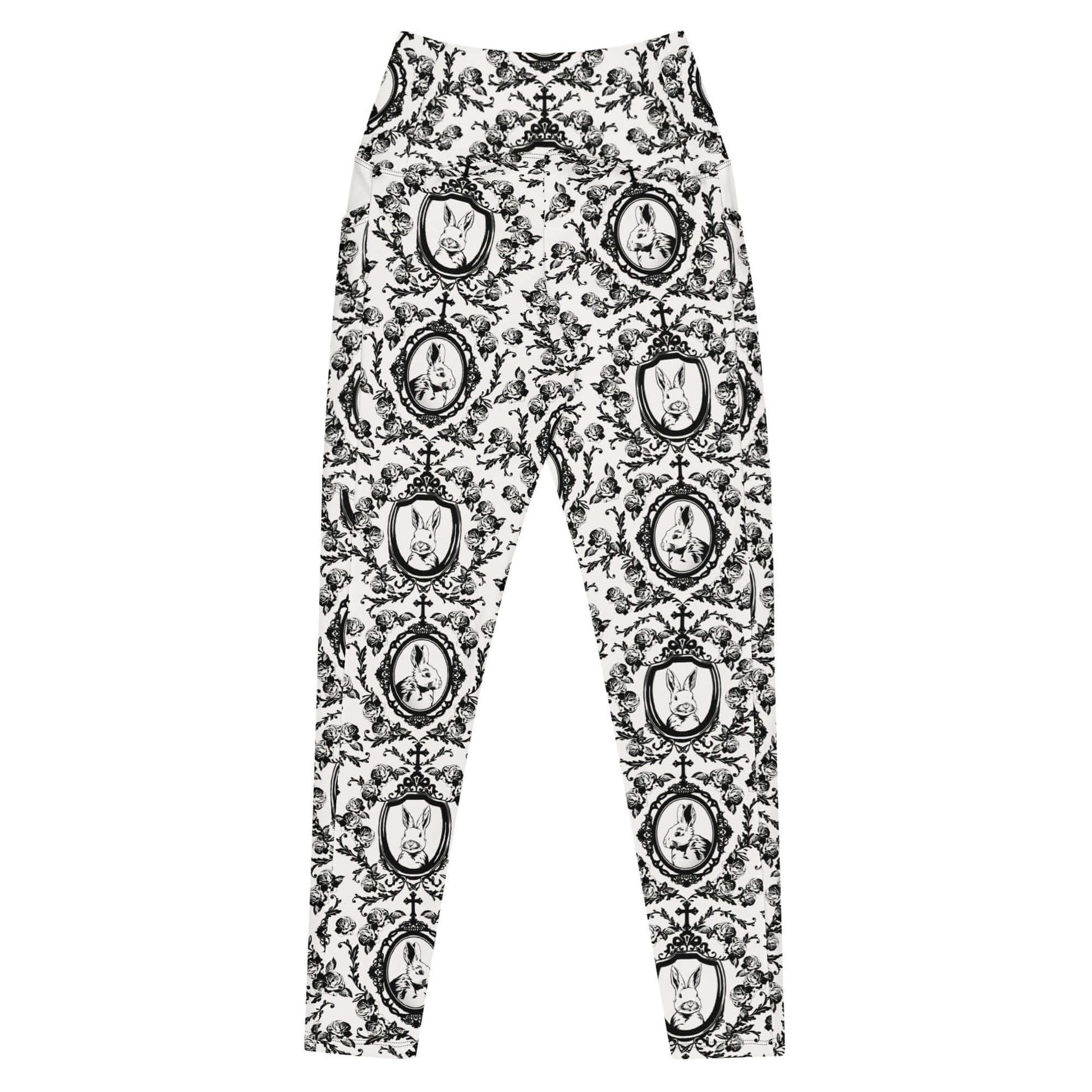 Stylish Premium Queen's Beloved Bunny Leggings with a high-waisted cut and whimsical bunny design for ultimate comfort.