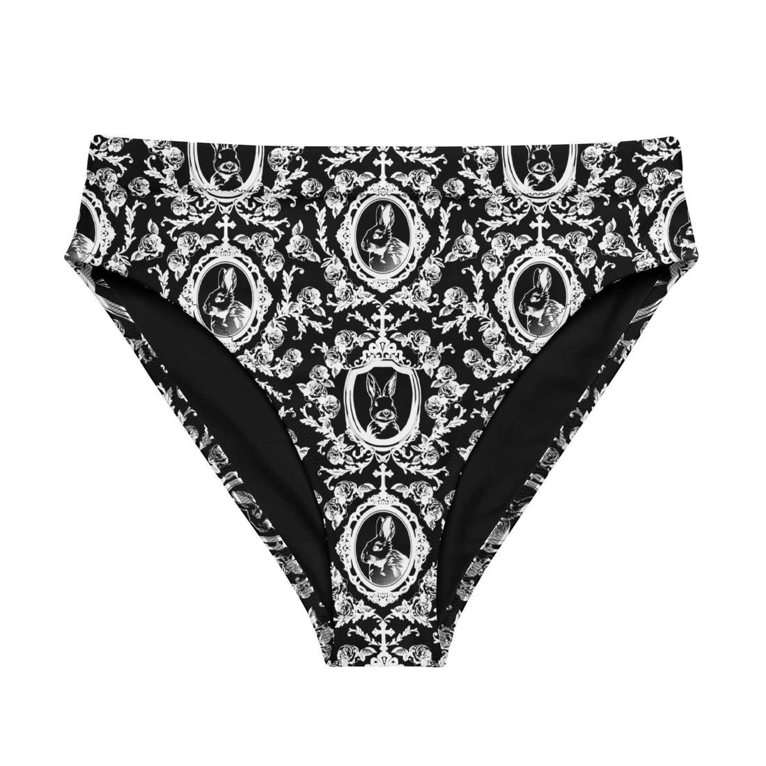 Stylish Queen's Beloved Bunny High-waisted Bikini Bottom, perfect for beach days and lounging in elegance.