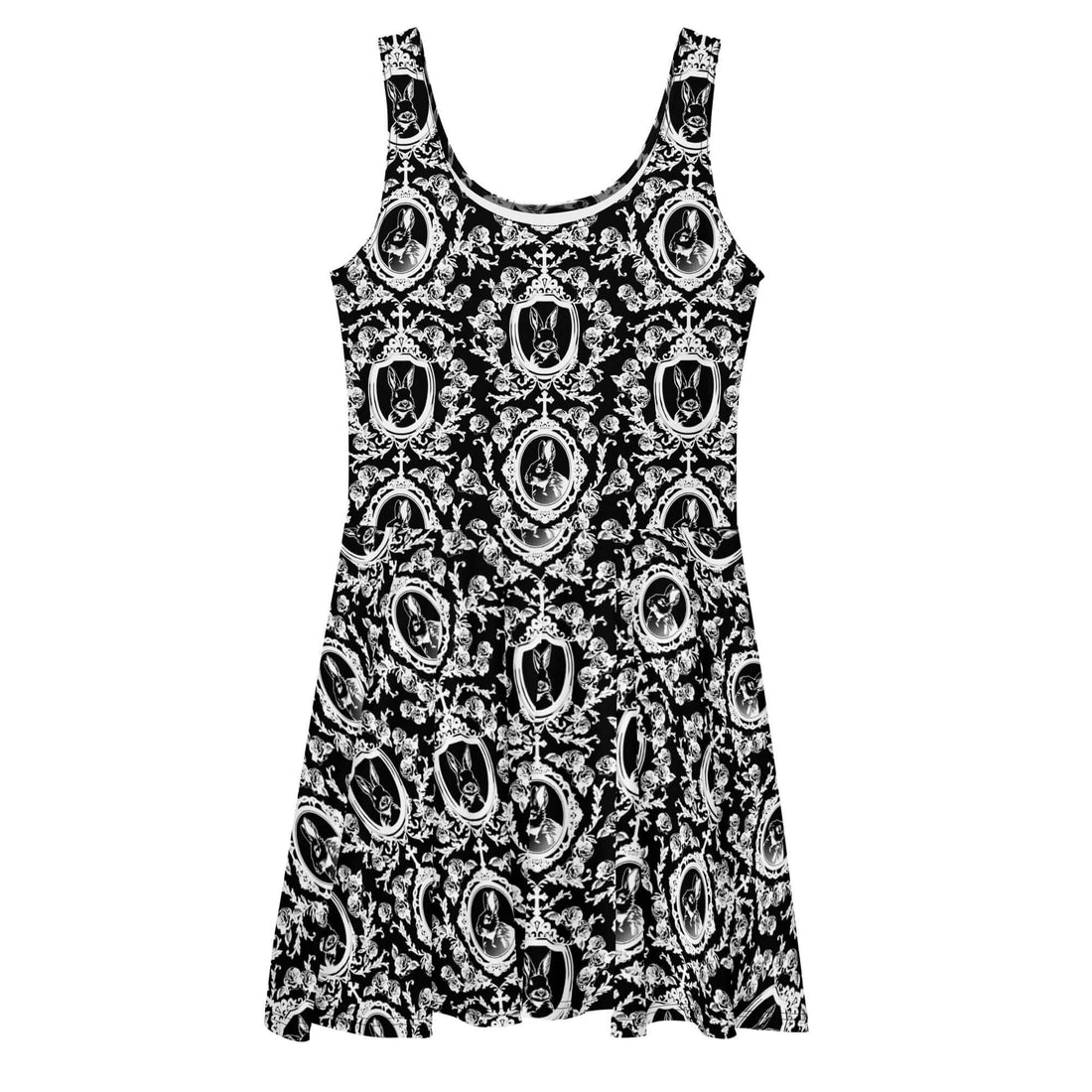Elevate your style with the Queen's Beloved Bunny Skater Dress, featuring a charming intricate design and flared skirt.