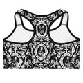 Stylish back view of the Queen's Beloved Bunny Sports bra, perfect for workouts and trendy gym outfits.