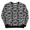 Elegant Queen's Beloved Bunny Sweatshirt featuring charming black-and-white motifs, perfect for any stylish outfit.