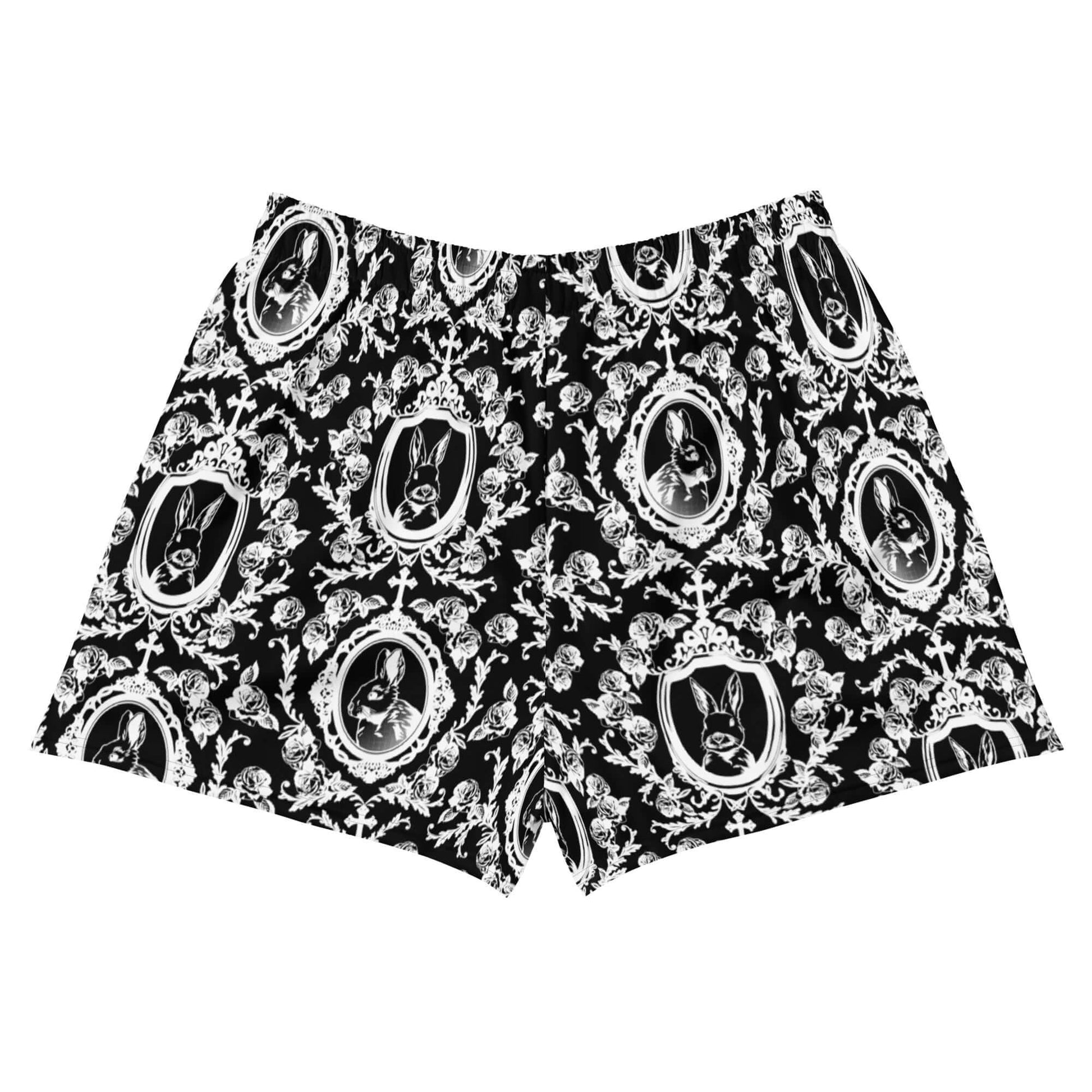 Stylish Queen's Beloved Bunny Athletic Short Shorts, perfect for lounging or running in comfort and elegance.