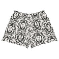 Stylish Queen's Beloved Bunny Athletic Short Shorts in a playful black and white design, perfect for lounging or workouts.