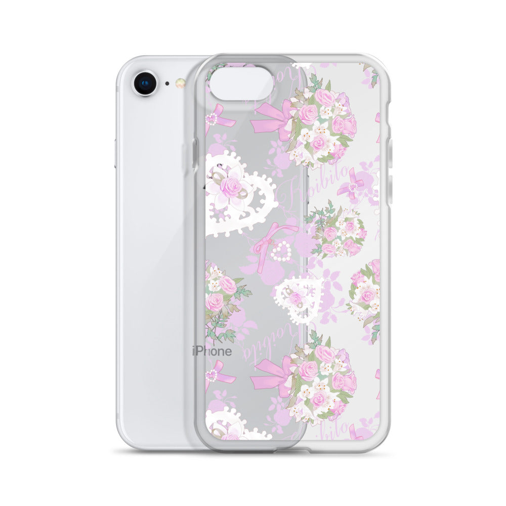 Stylish Anniversary iPhone® Clear Case featuring floral design, offering protection from scratches and dirt.