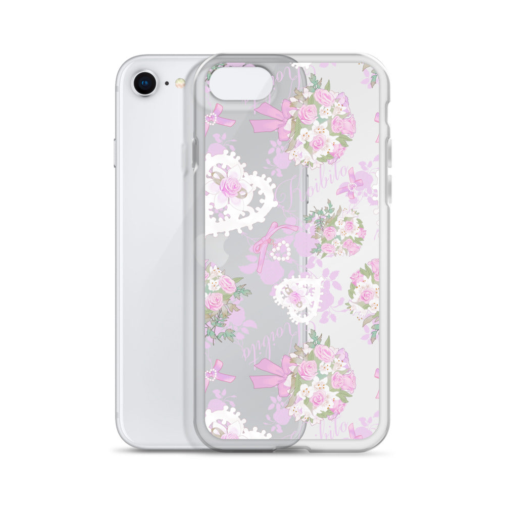 Stylish Anniversary iPhone® Clear Case featuring floral designs, offering protection from scratches and dust.