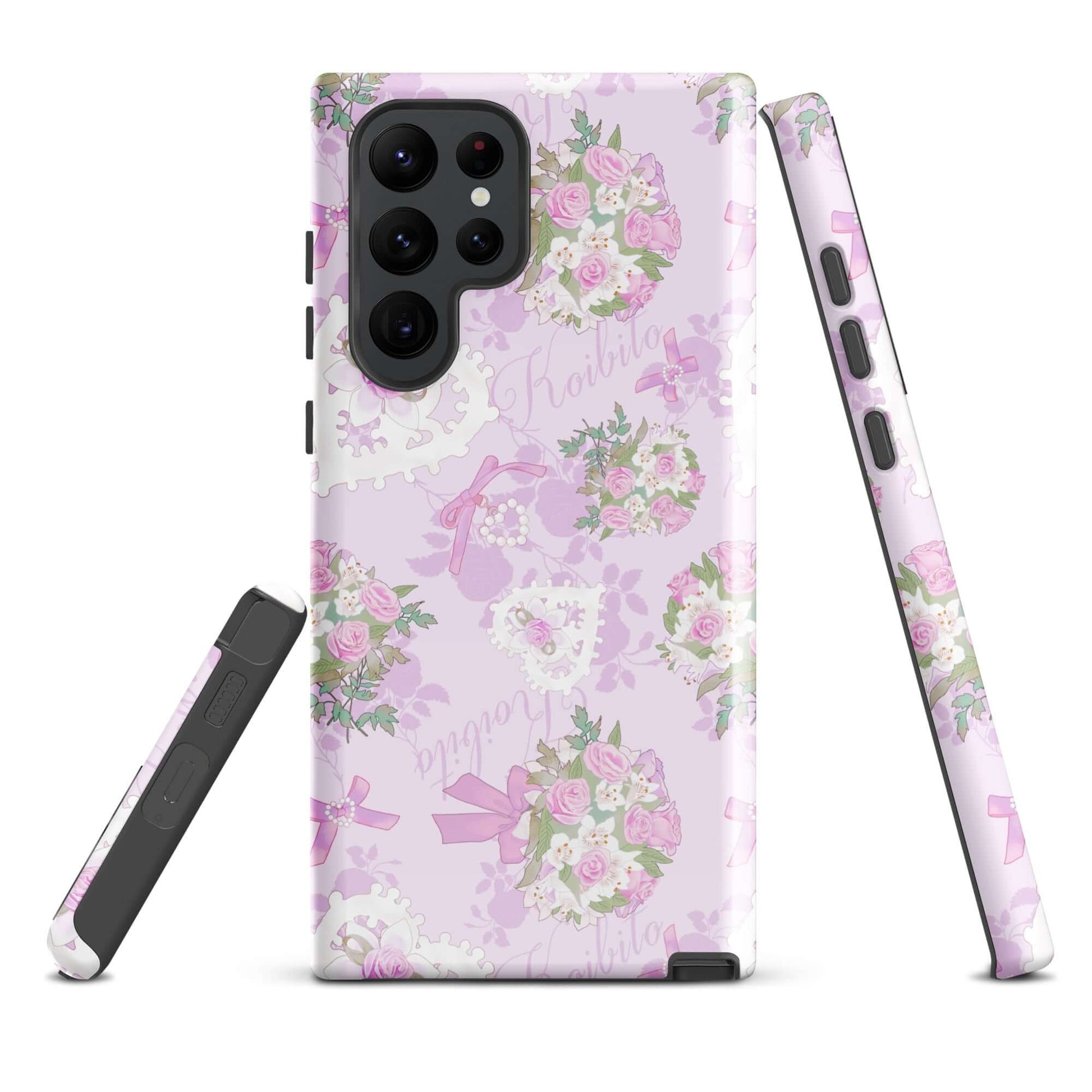Stylish Anniversary Samsung® Tough Case features a floral design, providing durability and protection for your phone.