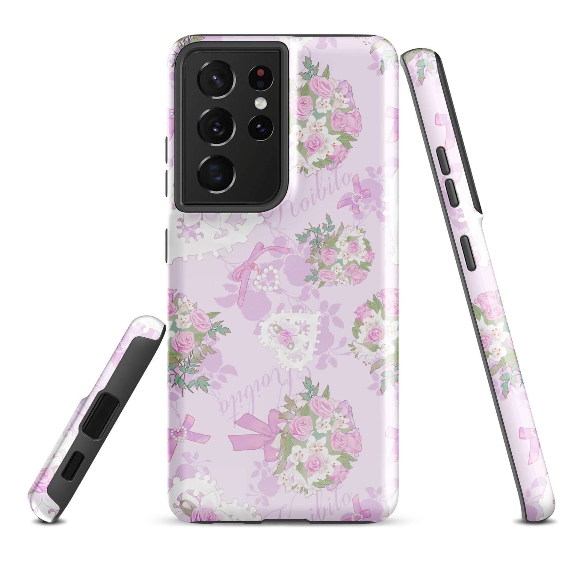 Stylish Anniversary Samsung® Tough Case features floral design with dual-layer protection for your Galaxy S21 Ultra.