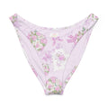 Floral V-cut bikini bottom in lilac with rose patterns, perfect for sunny beach days.