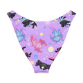 Colorful axolotl pattern on V-cut bikini bottom, perfect for beach days with UPF 50+ sun protection.