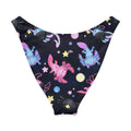 Colorful Axolotl V-cut bikini bottom with playful designs and celestial motifs, perfect for sunny days.