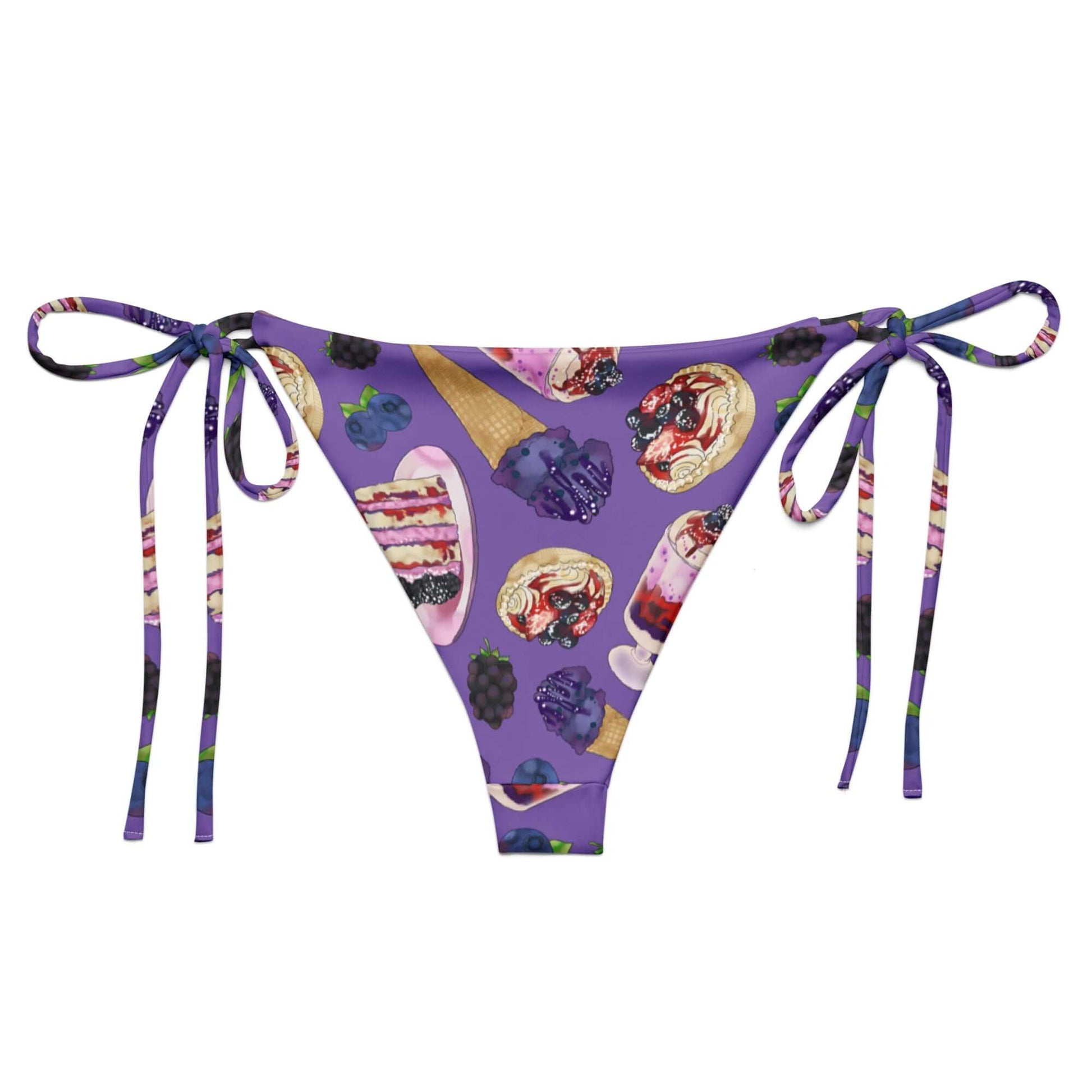Berry String Bikini Bottom features a playful ice cream design, perfect for poolside relaxation this summer.