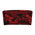 Red butterfly bandeau bikini top, soft and strapless, perfect for summer tanning and lounging.