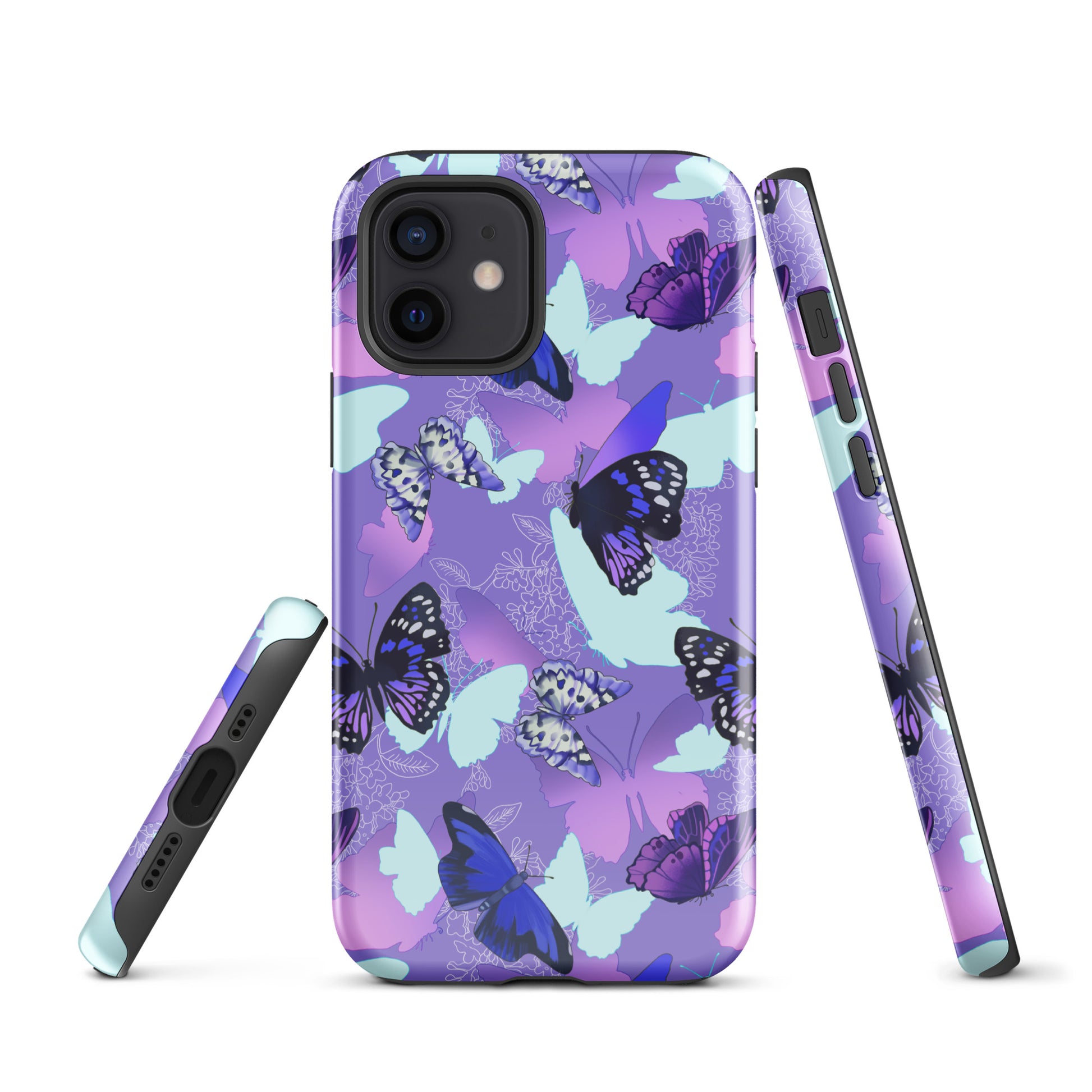 Colorful Butterfly iPhone® Tough Case featuring a durable dual-layer design for stylish protection all year round.