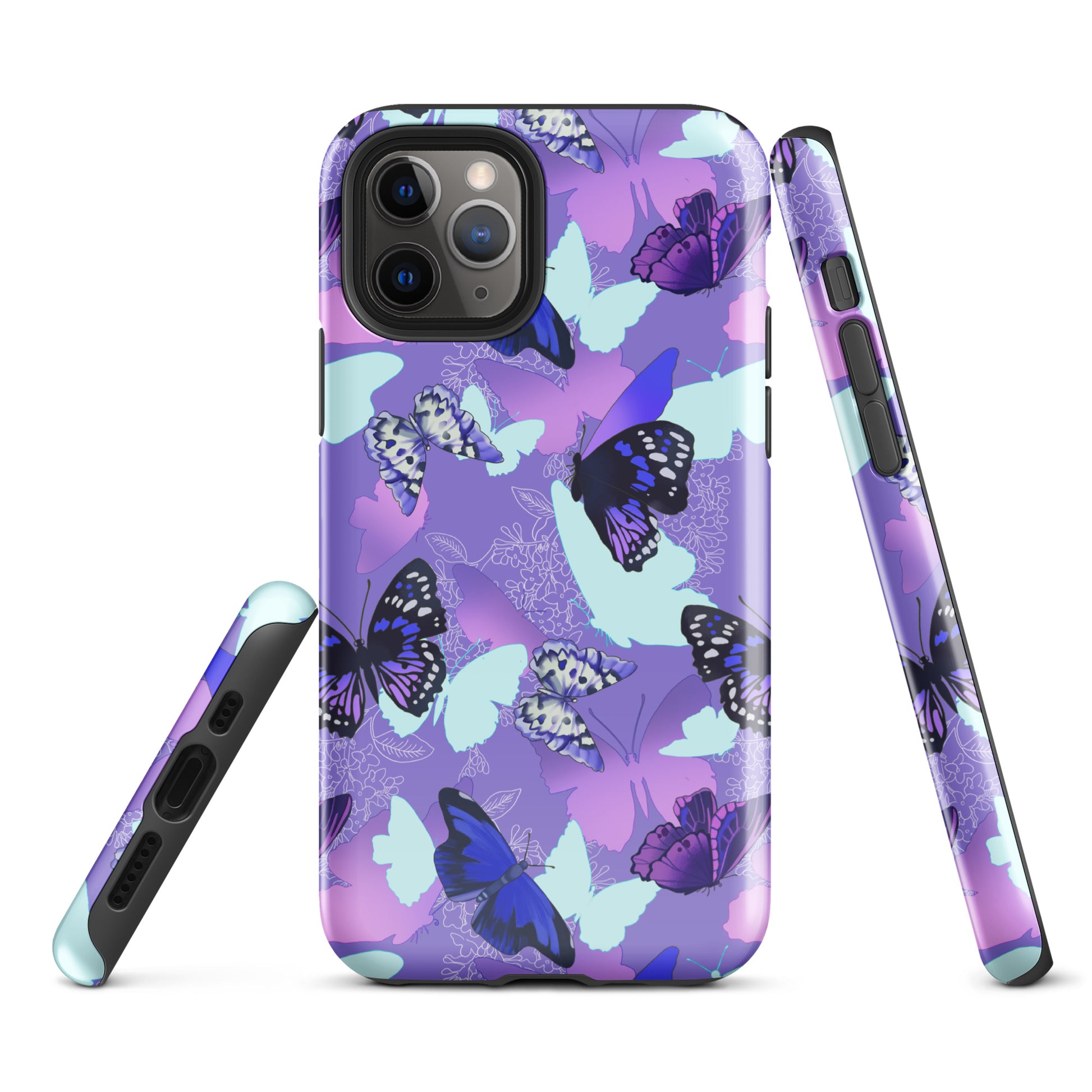 Stylish Butterfly iPhone® Tough Case featuring durable, impact-resistant design for ultimate phone protection.