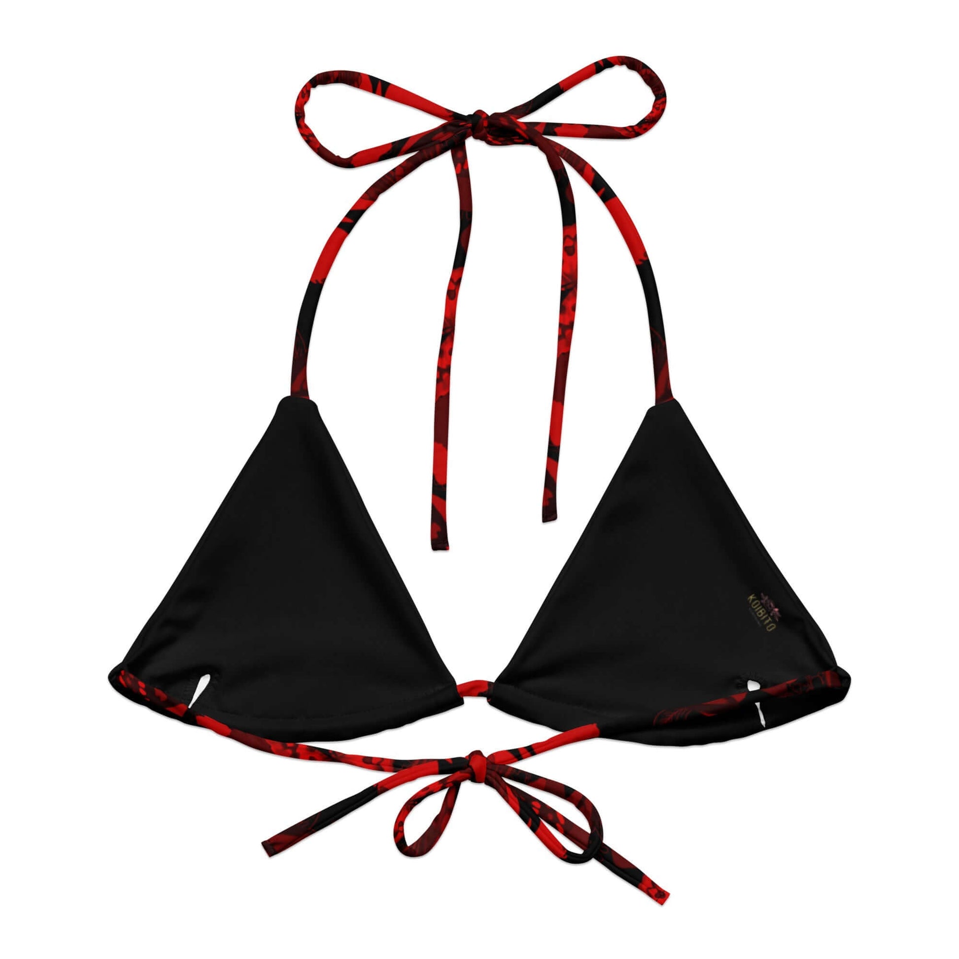 Butterfly Padded String Bikini Top features eco-friendly design, soft recycled fabric, and stylish adjustable straps.