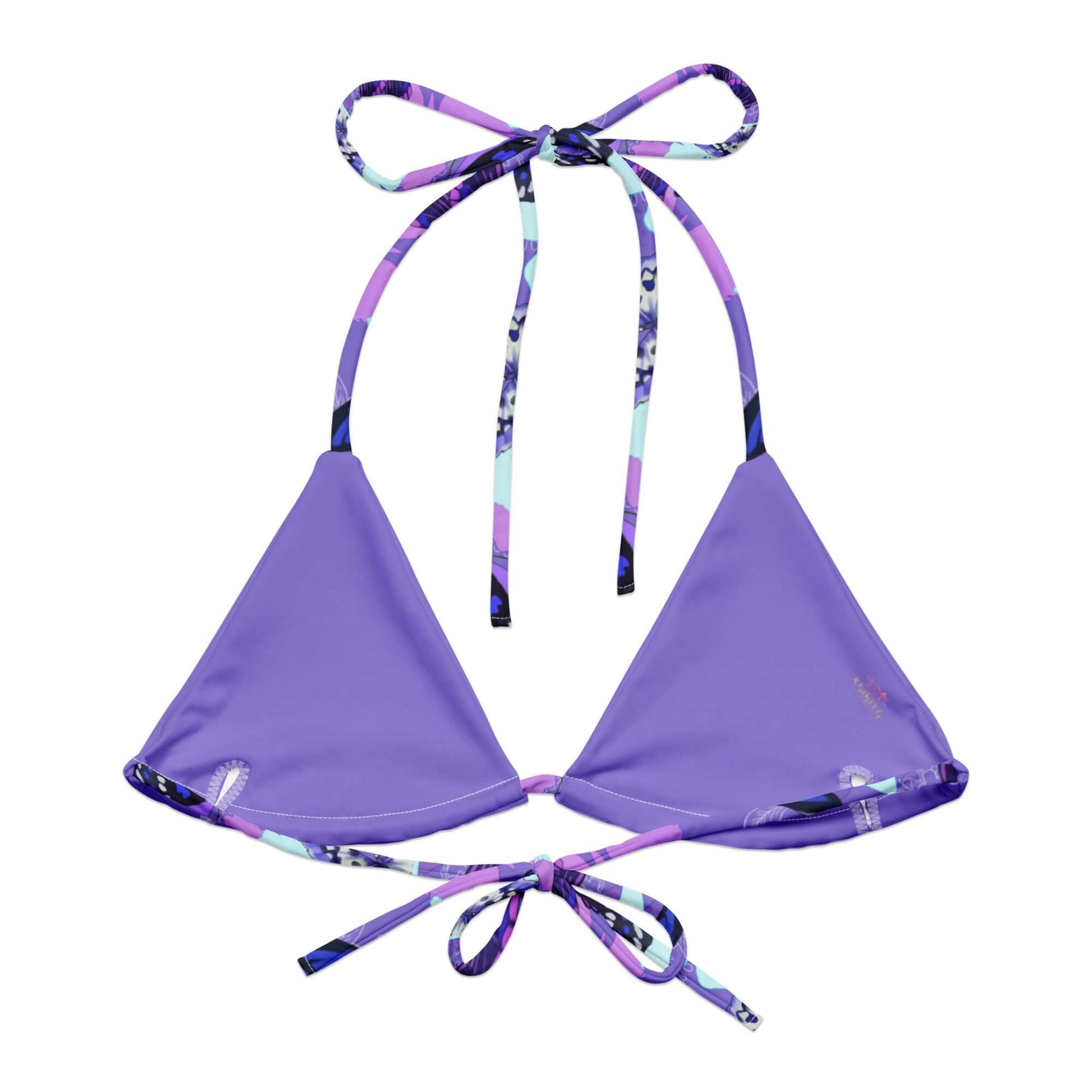 Stylish Butterfly Padded String Bikini Top in eco-friendly fabric, perfect for summer beach outings.