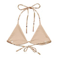 Eco-friendly Cafe Padded String Bikini Top features soft recycled polyester and stylish adjustable straps for summer fun.