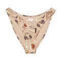 Cafe V-cut bikini bottom with fun dessert prints, featuring a flattering high-leg cut and soft stretchy fabric.