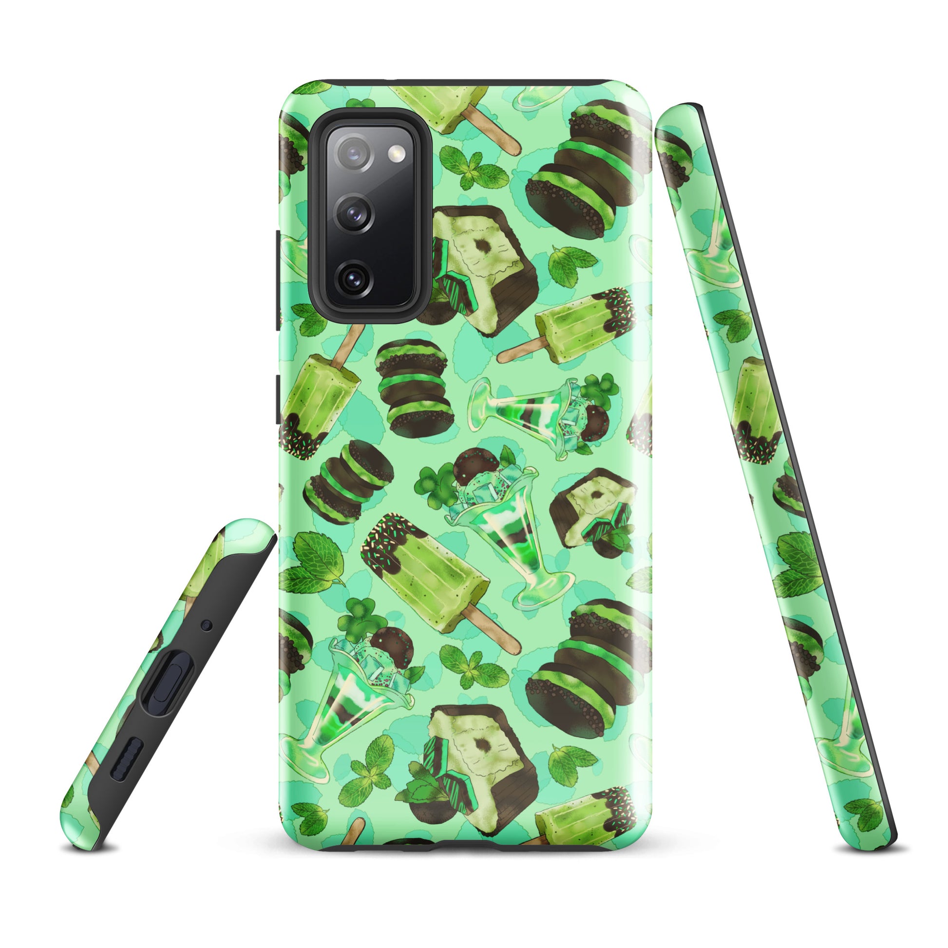 Choco Mint Samsung® Tough Case features a fun design, offering durability and style for your Galaxy S20 FE.