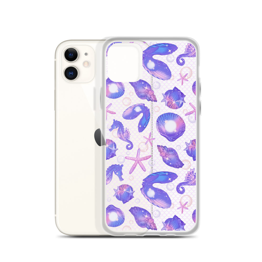 Sleek Sea Princess iPhone® Clear Case featuring vibrant marine designs, offering full protection and easy access to ports.